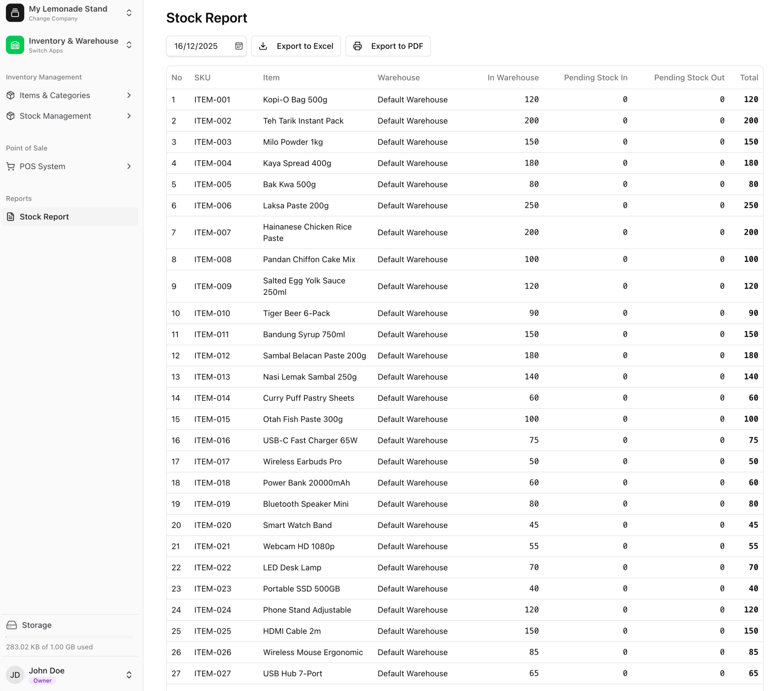 Inventory screenshot