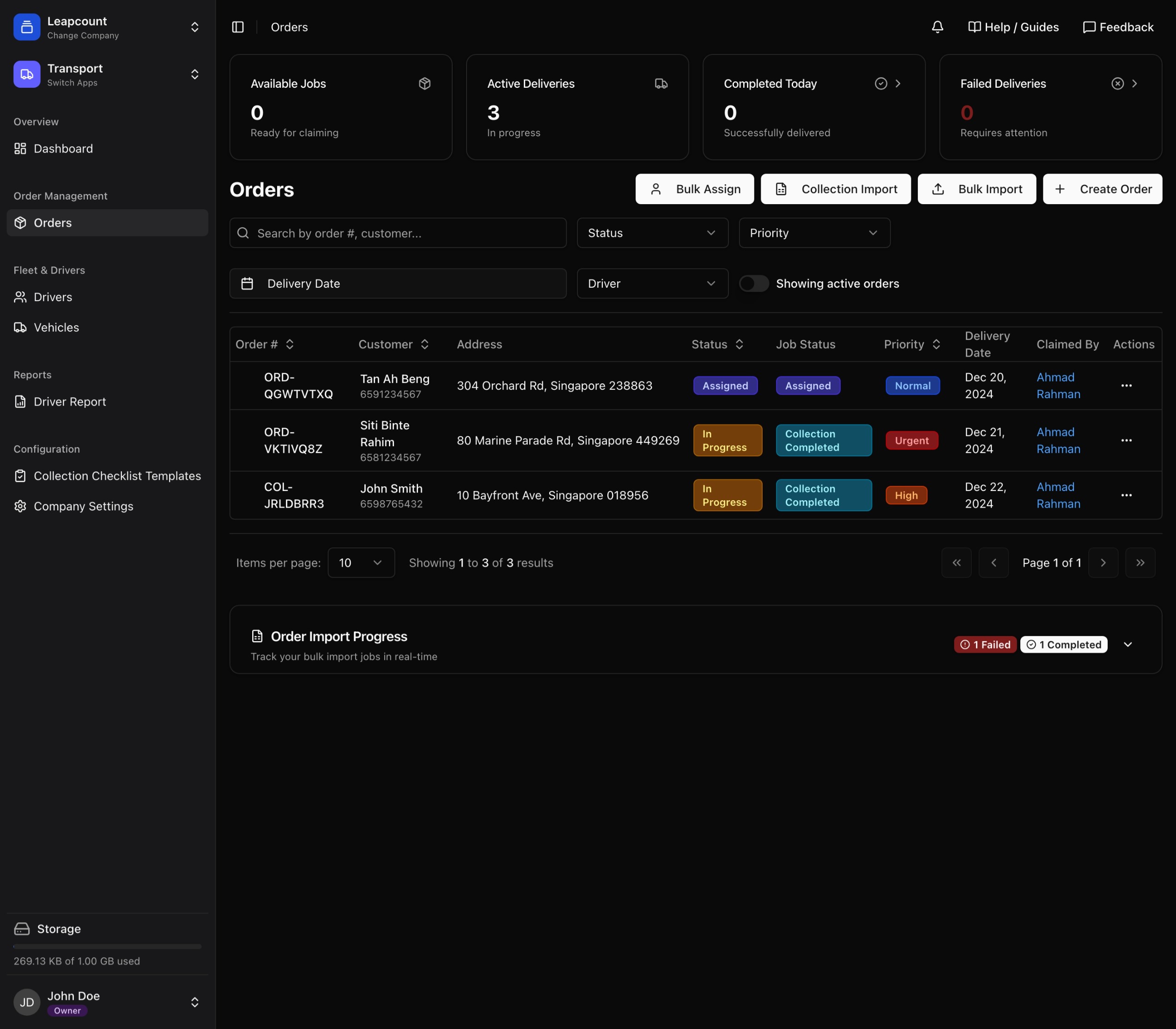 Transport screenshot
